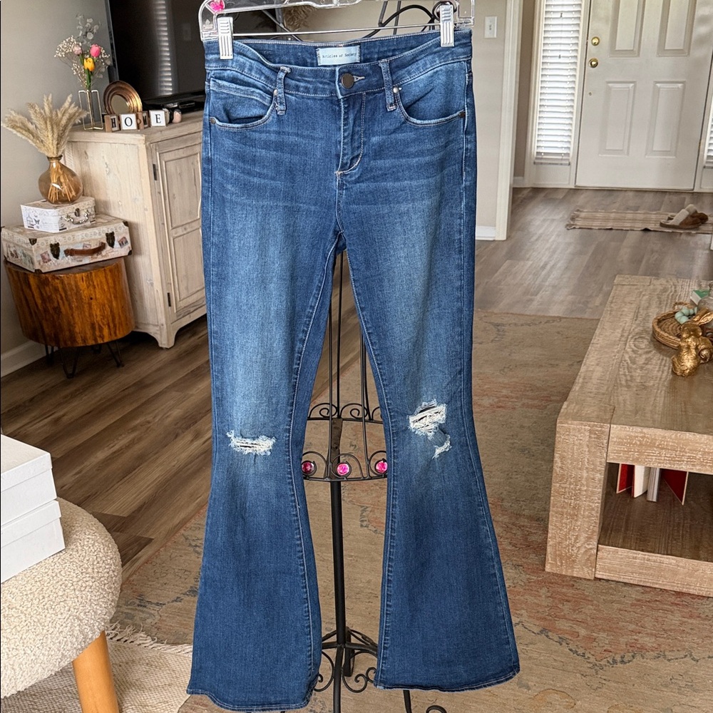 Articles Of Society Distressed Blue Flare Jeans